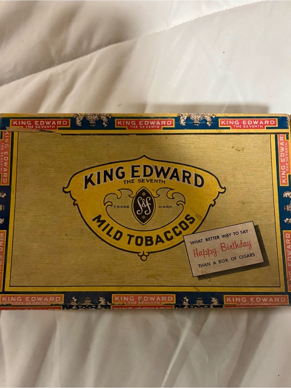 Vintage King Edward the Seventh Imperial Mild Tobaccos Cigar Box 9"x6"x2" EMPTY